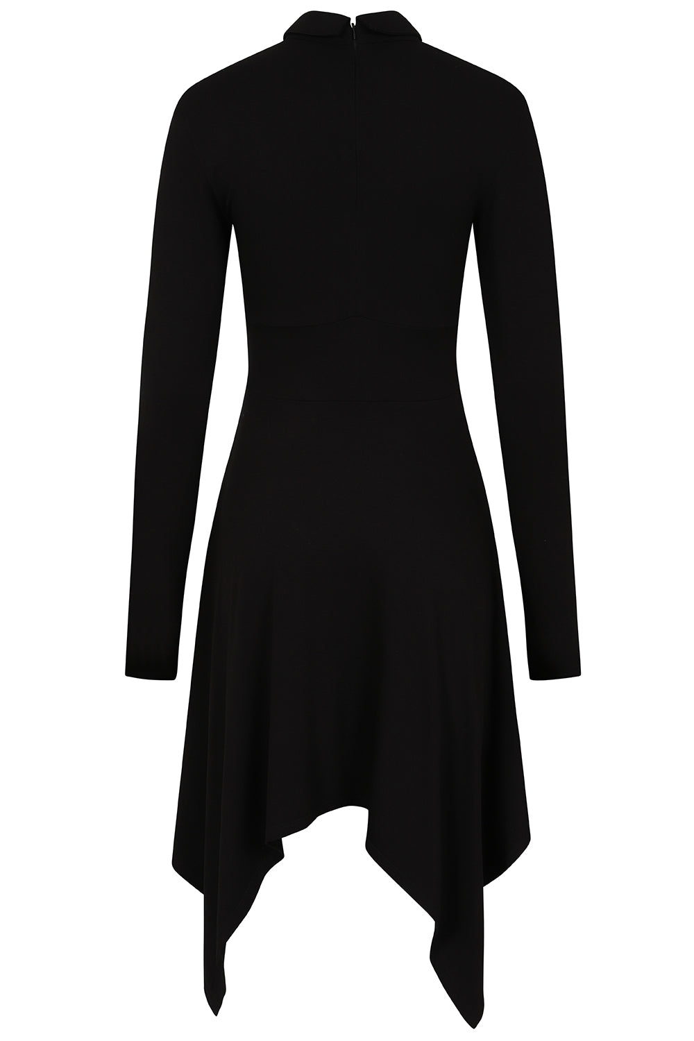 Necessary Evil Kali Gothic Handkerchief Hem Midi Dress - Long Sleeve Black