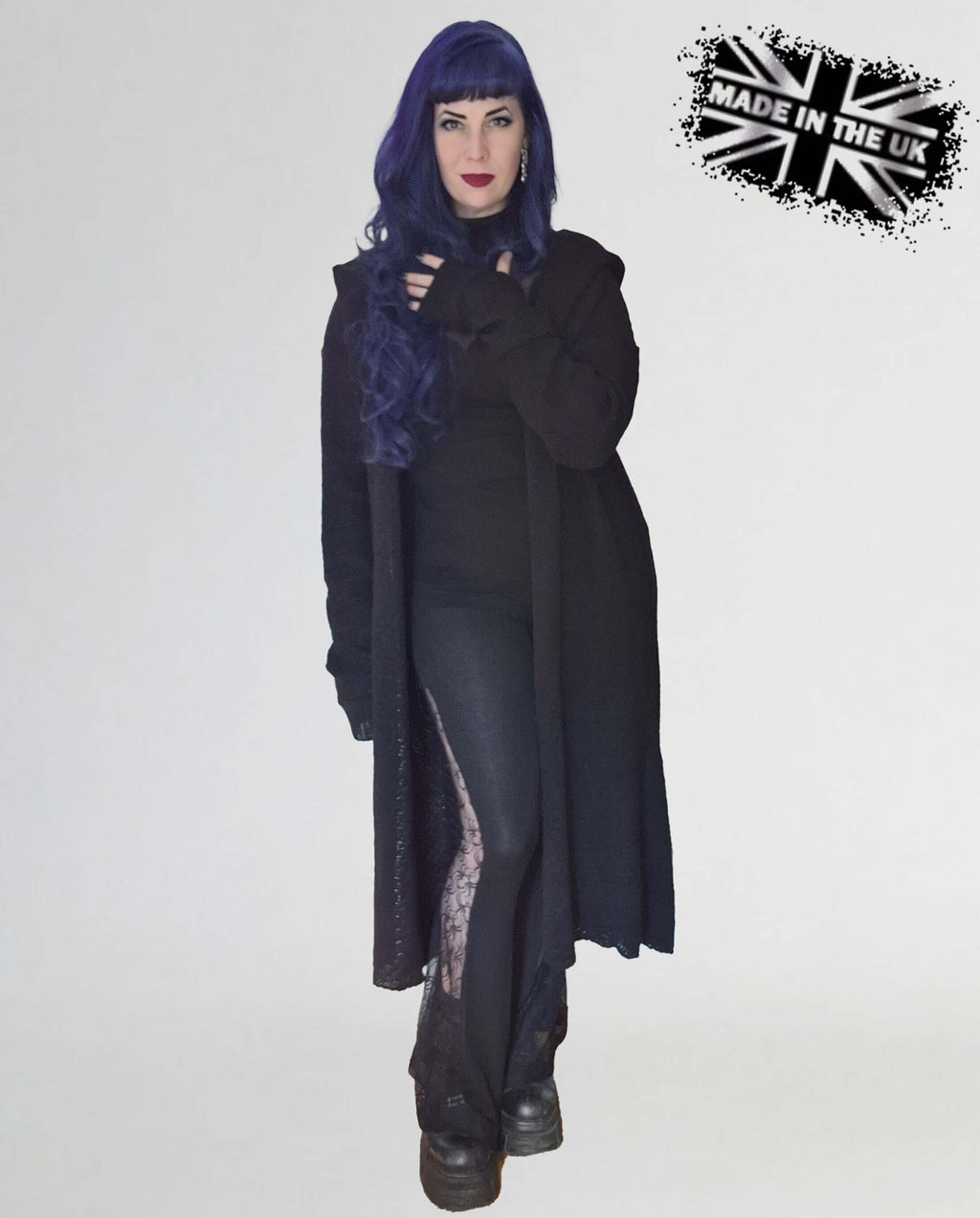 Long Gothic Hooded Cardigan - Athena | Necessary Evil UK Made