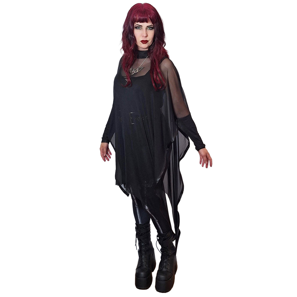Necessary Evil Anahita Sheer Gothic Black Mesh Layer Dress - UK Made