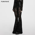 Punk Rave Seraphina Gothic Lace Flares - Cross Flocking Mesh Leggings