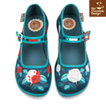 Chocolaticas® Paint the Roses Red – Gothic Floral Mary Jane Flats - Size UK 8.5 Left Only!