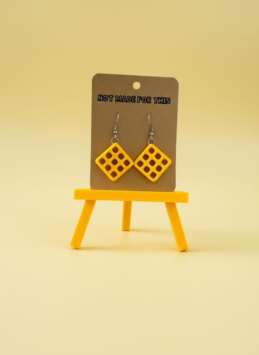 Potato Waffle Earrings | 3D Printed British Food Earrings