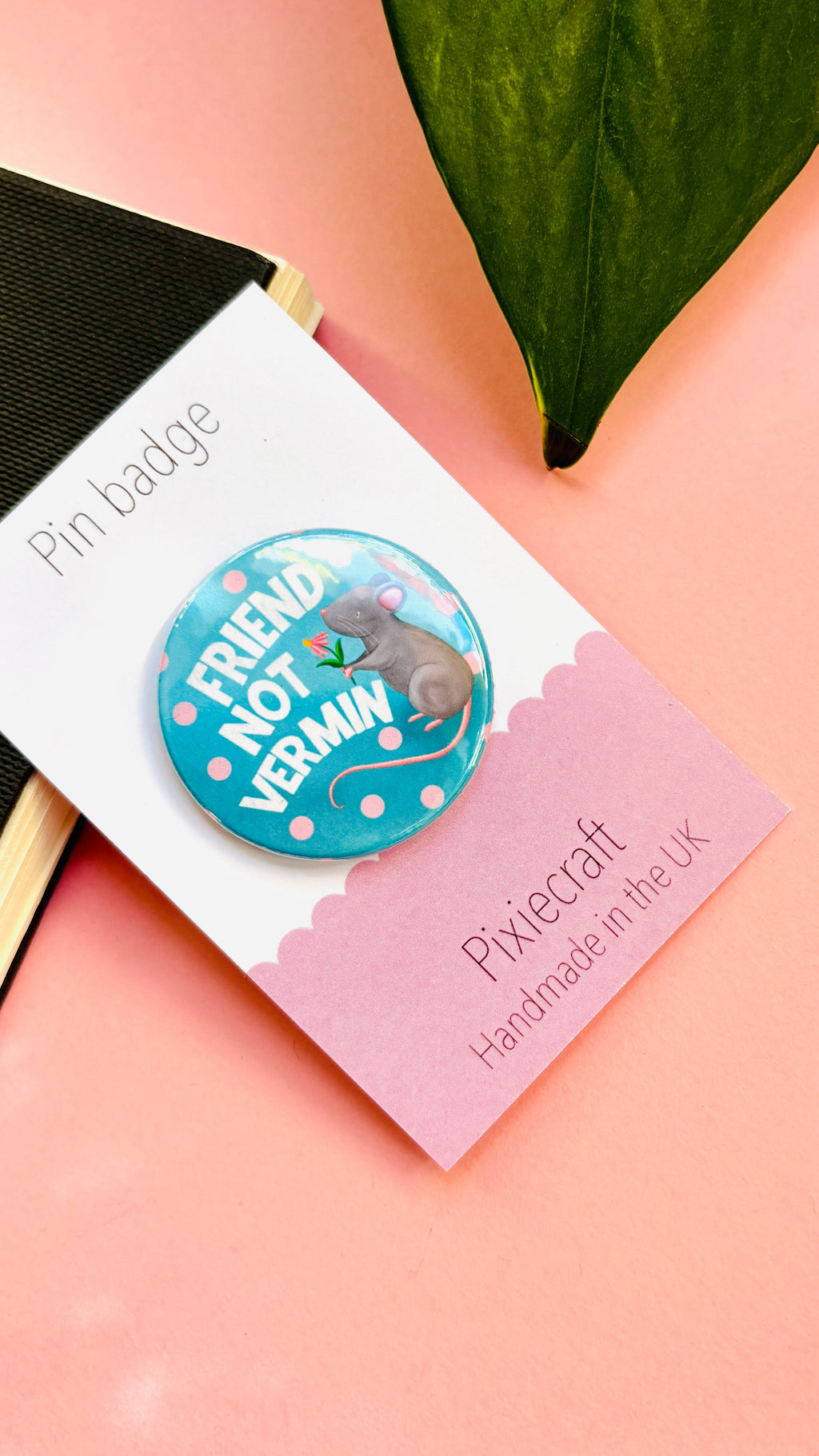 “Friend Not Vermin” Rat Badge or Magnet – Cute Animal Accessory