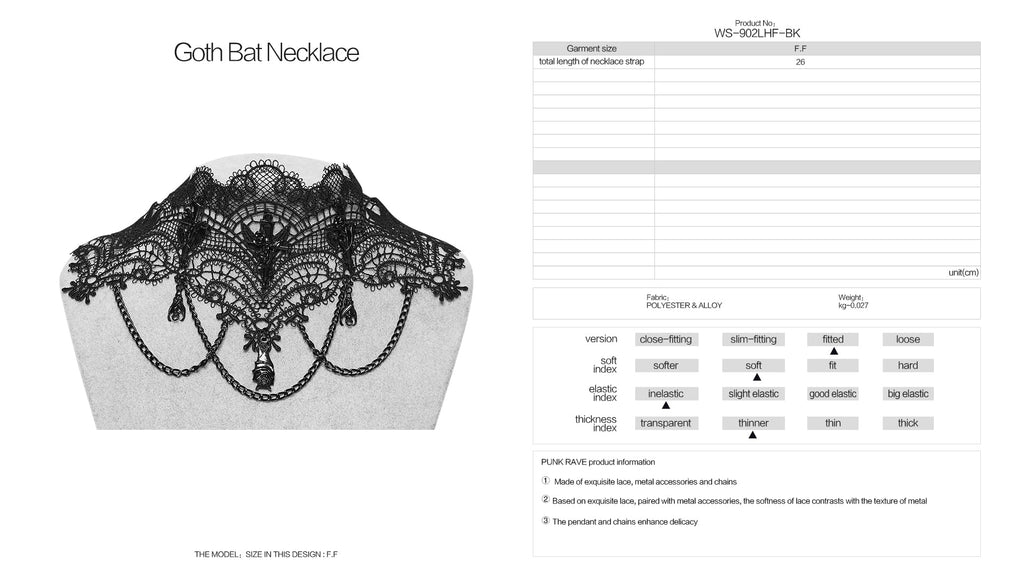 Punk Rave Goth Bat Necklace
