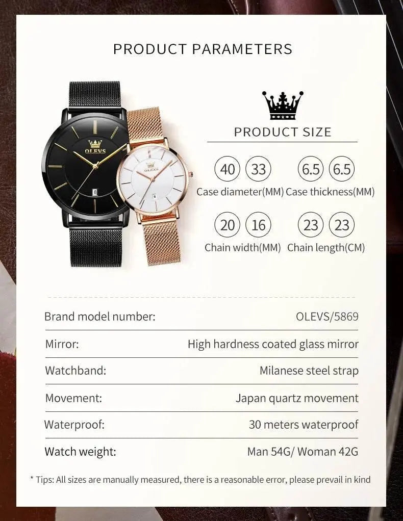 Simplicity Mesh Belt Couple Watches