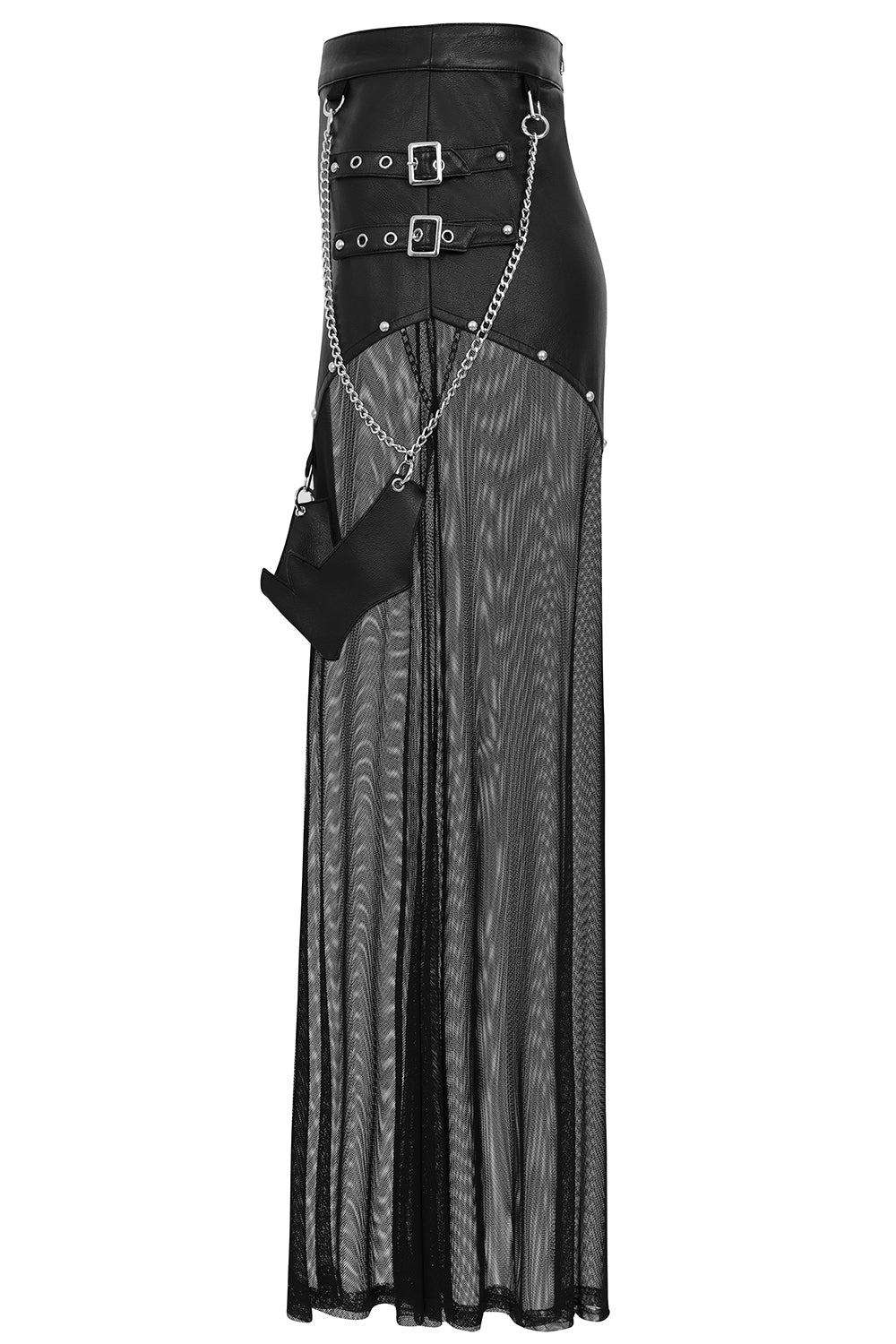 Banned Apparel Lamia Faux Leather & Mesh Skirt in Black