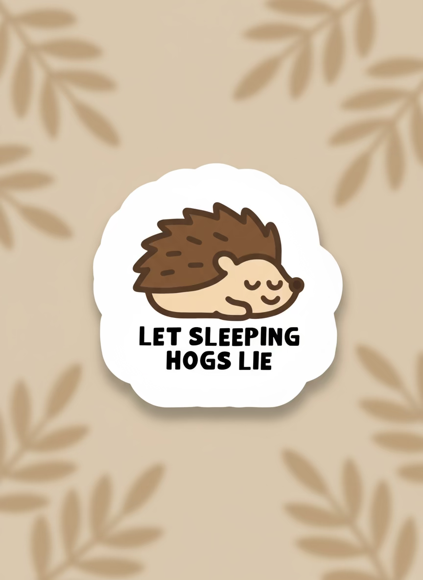 Sleepy Hedgehog Sticker | Cute Animal Vinyl Sticker