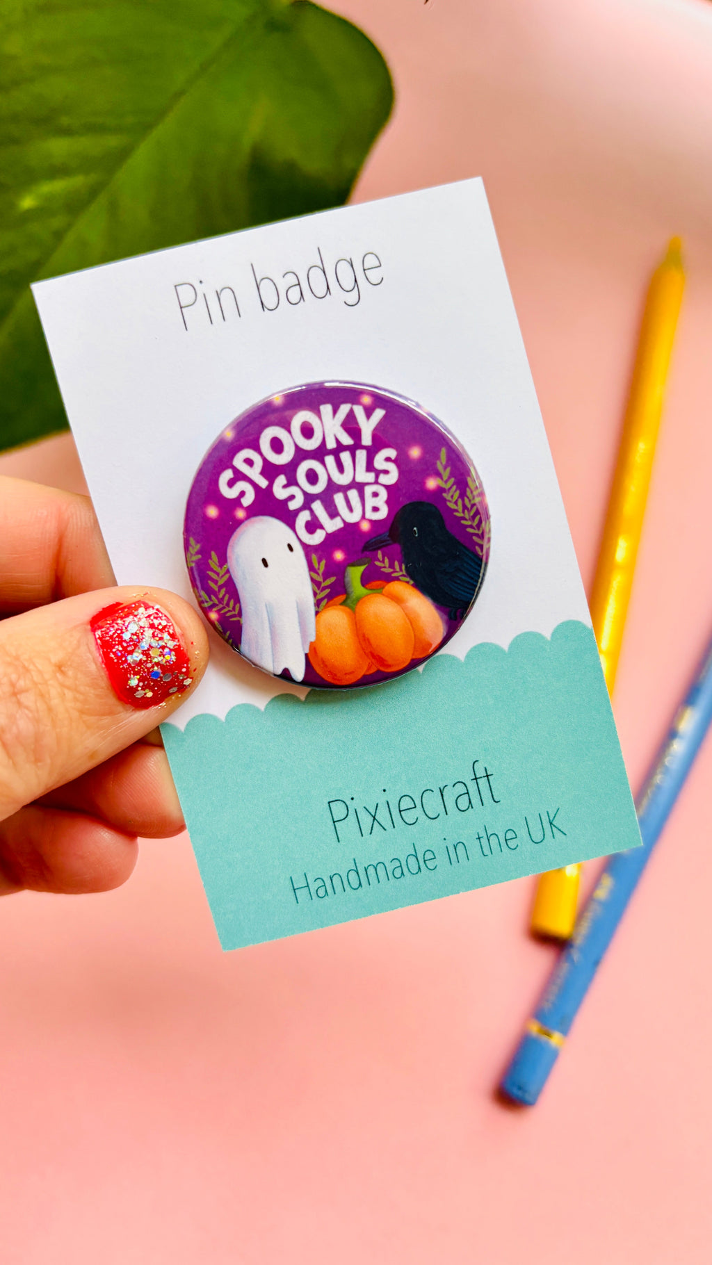Spooky Souls Club – Cute Ghost Halloween Badge or Magnet (38mm)
