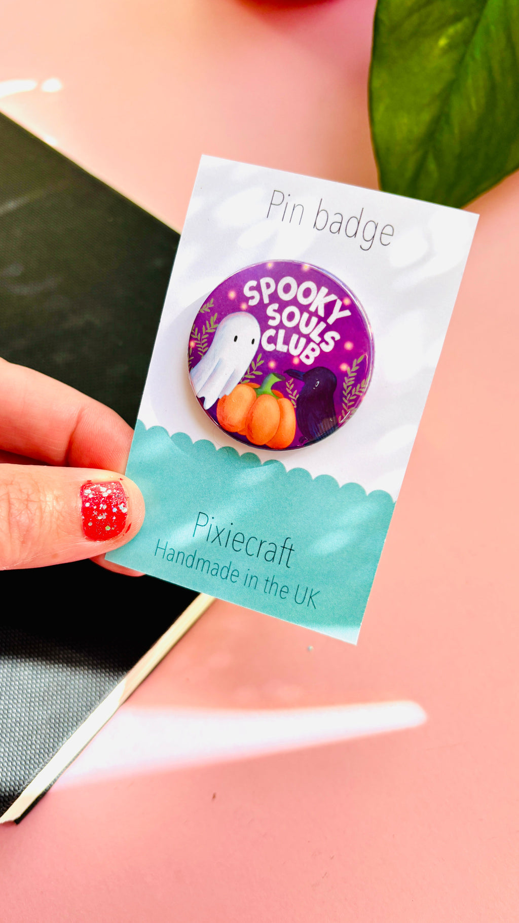 Spooky Souls Club – Cute Ghost Halloween Badge or Magnet (38mm)