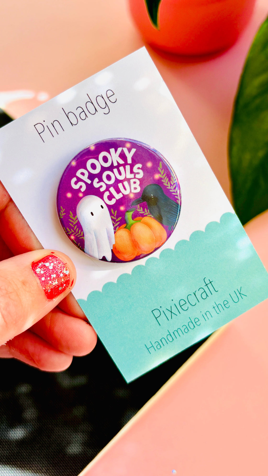 Spooky Souls Club – Cute Ghost Halloween Badge or Magnet (38mm)