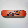 F and F inspired Orange Toyota Supra Skate Deck Wall Art