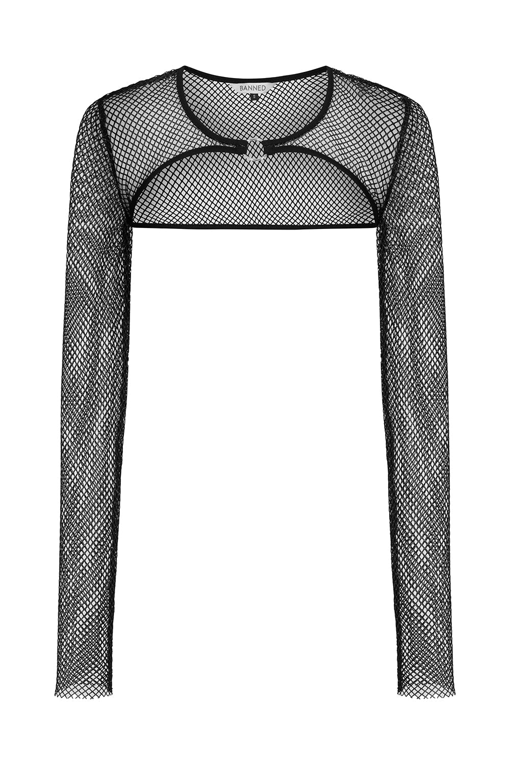 Banned Apparel Venus Metallic Fishnet Bolero Top in Blue Black