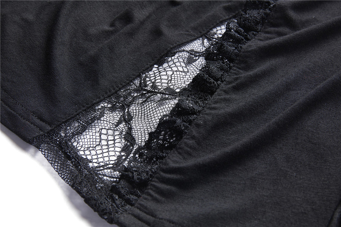 Dark In Love Jemima Black Gothic Top - Lace Bell Sleeves Sweetheart Neckline