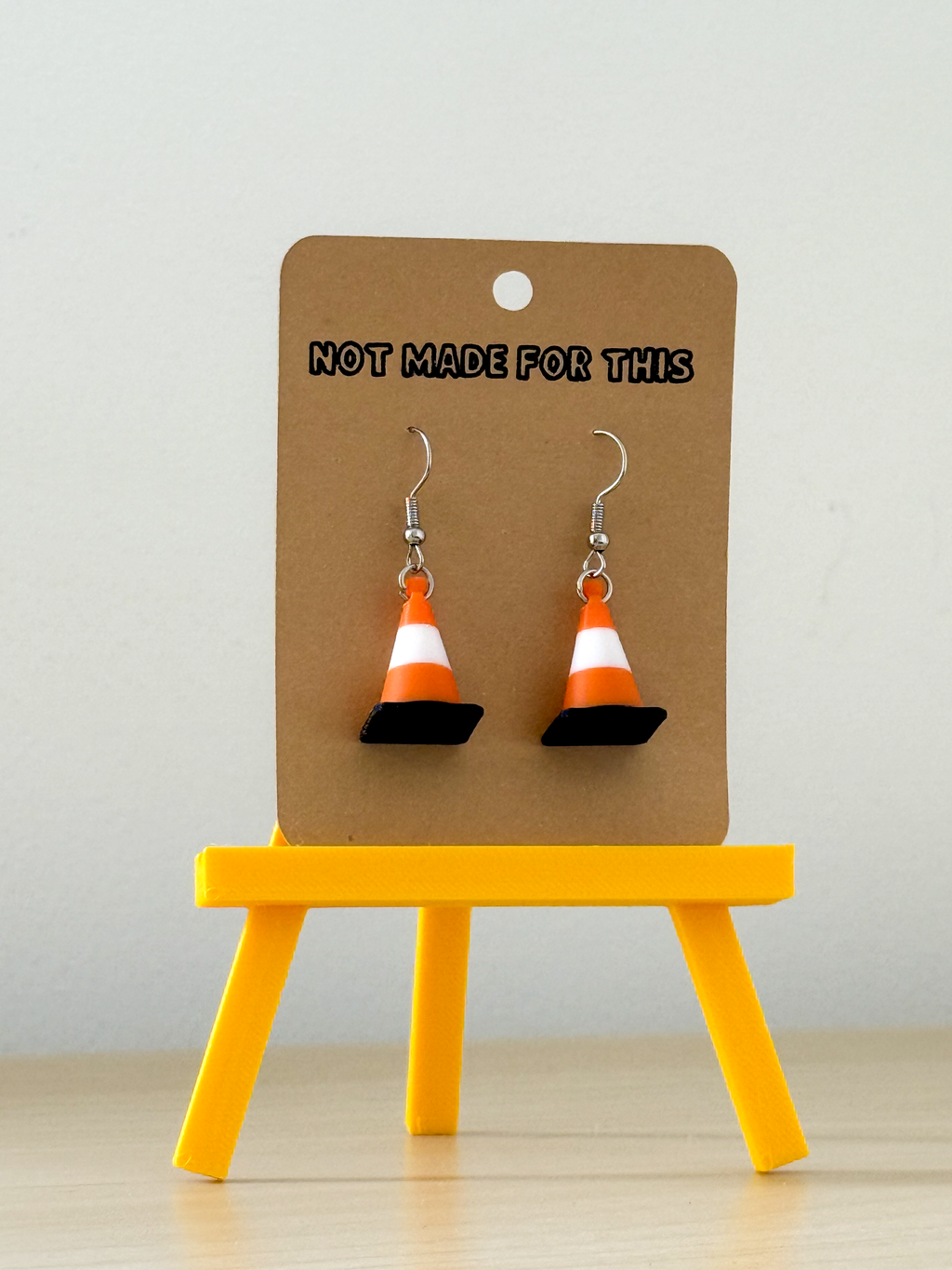 Traffic Cone Dangle Earrings | 3D Printed Quirky Earrings
