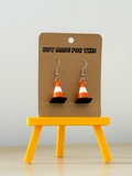 Traffic Cone Dangle Earrings | 3D Printed Quirky Earrings