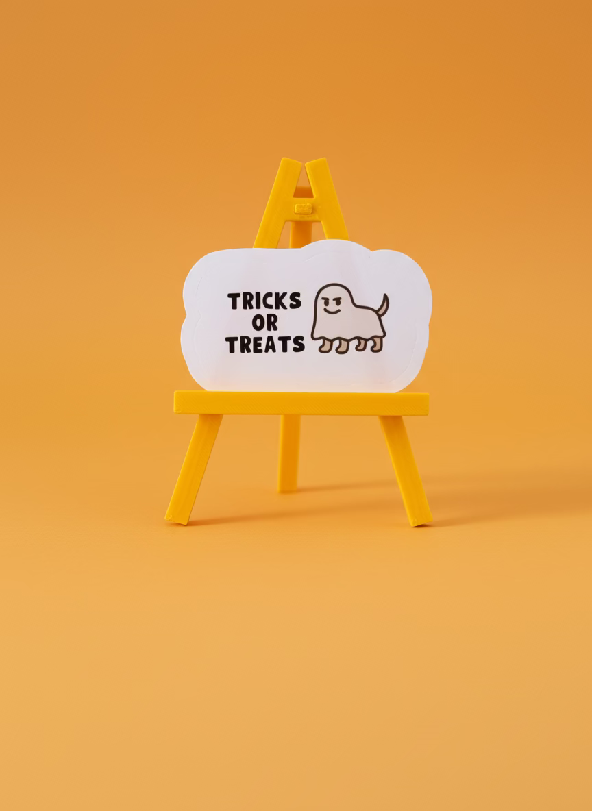 Tricks or Treats Dog Sticker | Cute Halloween Vinyl Sticker