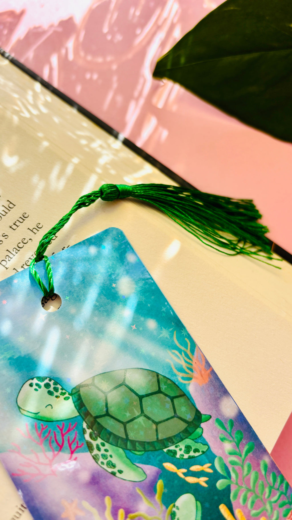 Sea Turtle Bookmark – Holographic Ocean Bookmark with Tassel