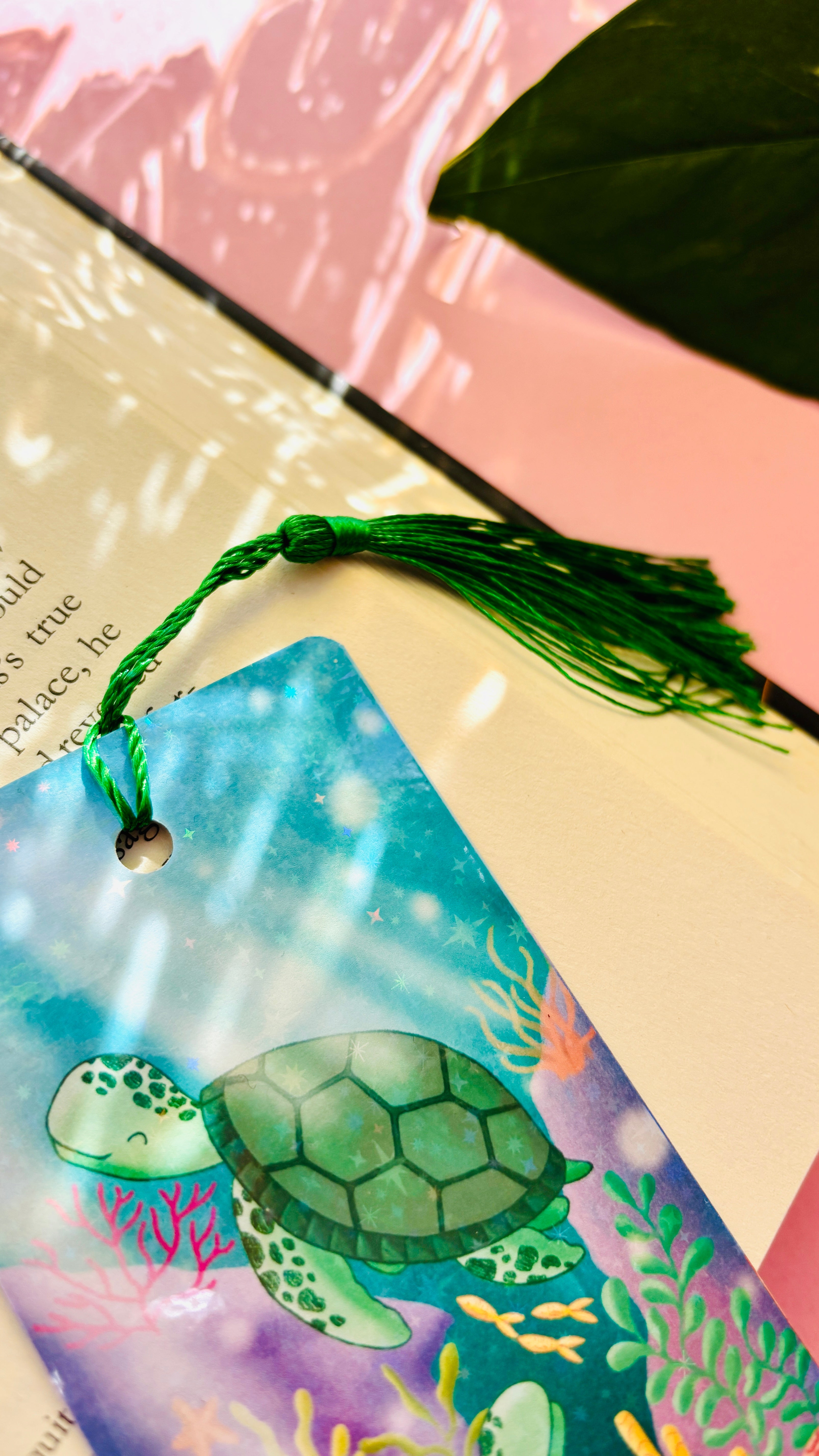 Sea Turtle Bookmark – Holographic Ocean Bookmark with Tassel