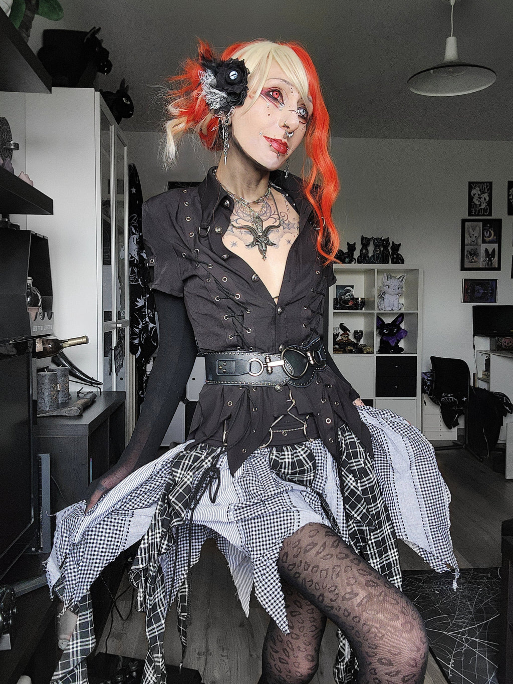 Dark in Love Morrigan Punk Patchwork Skirt