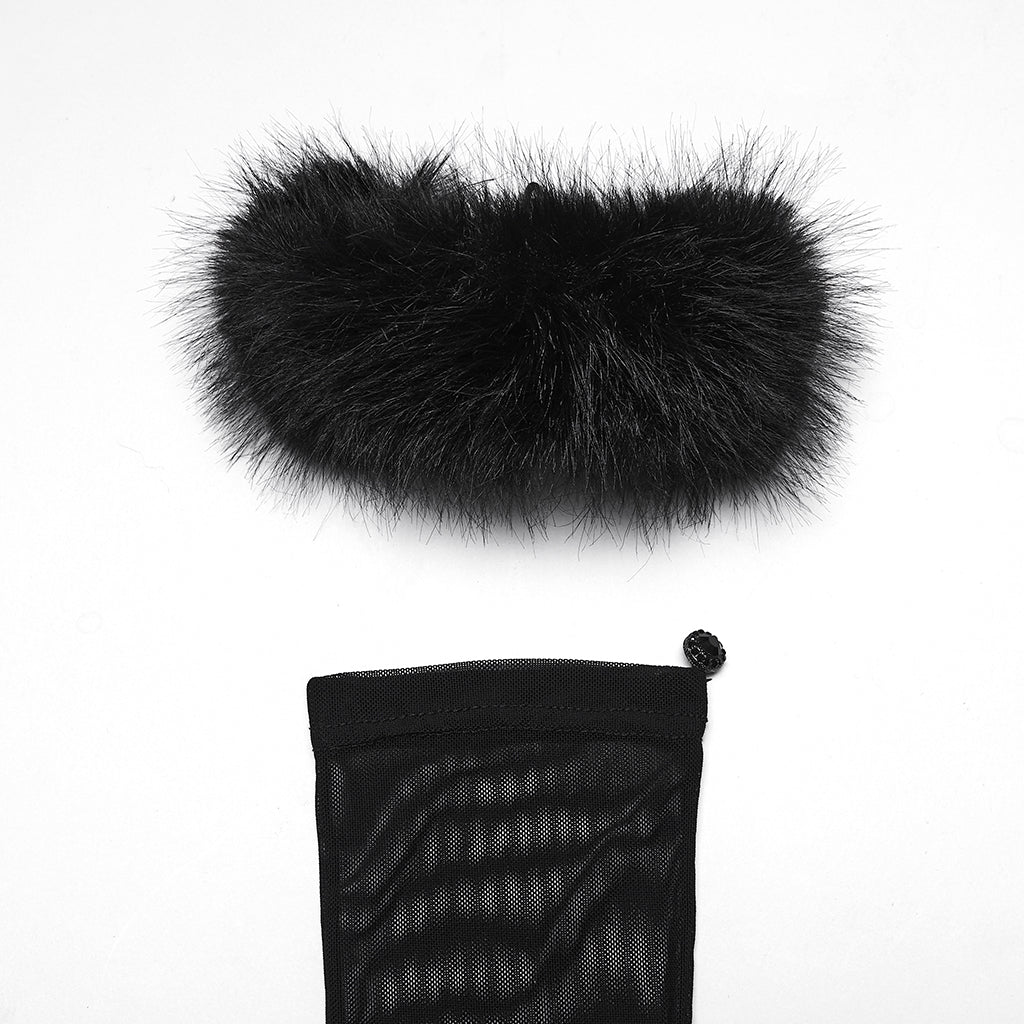 Punk Rave Fluffy Goth Claw Gloves