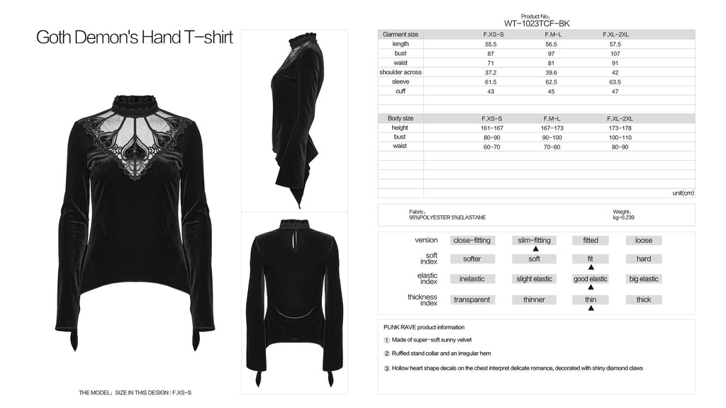 Punk Rave Belladonna Demon’s Hand Velvet T-Shirt