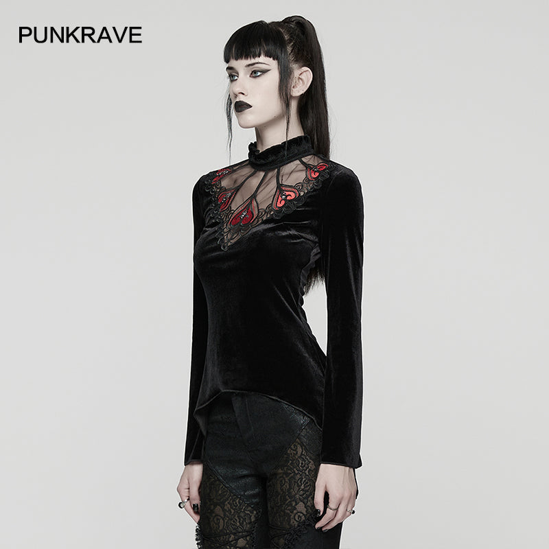 Punk Rave Belladonna Demon’s Hand Velvet T-Shirt in Red