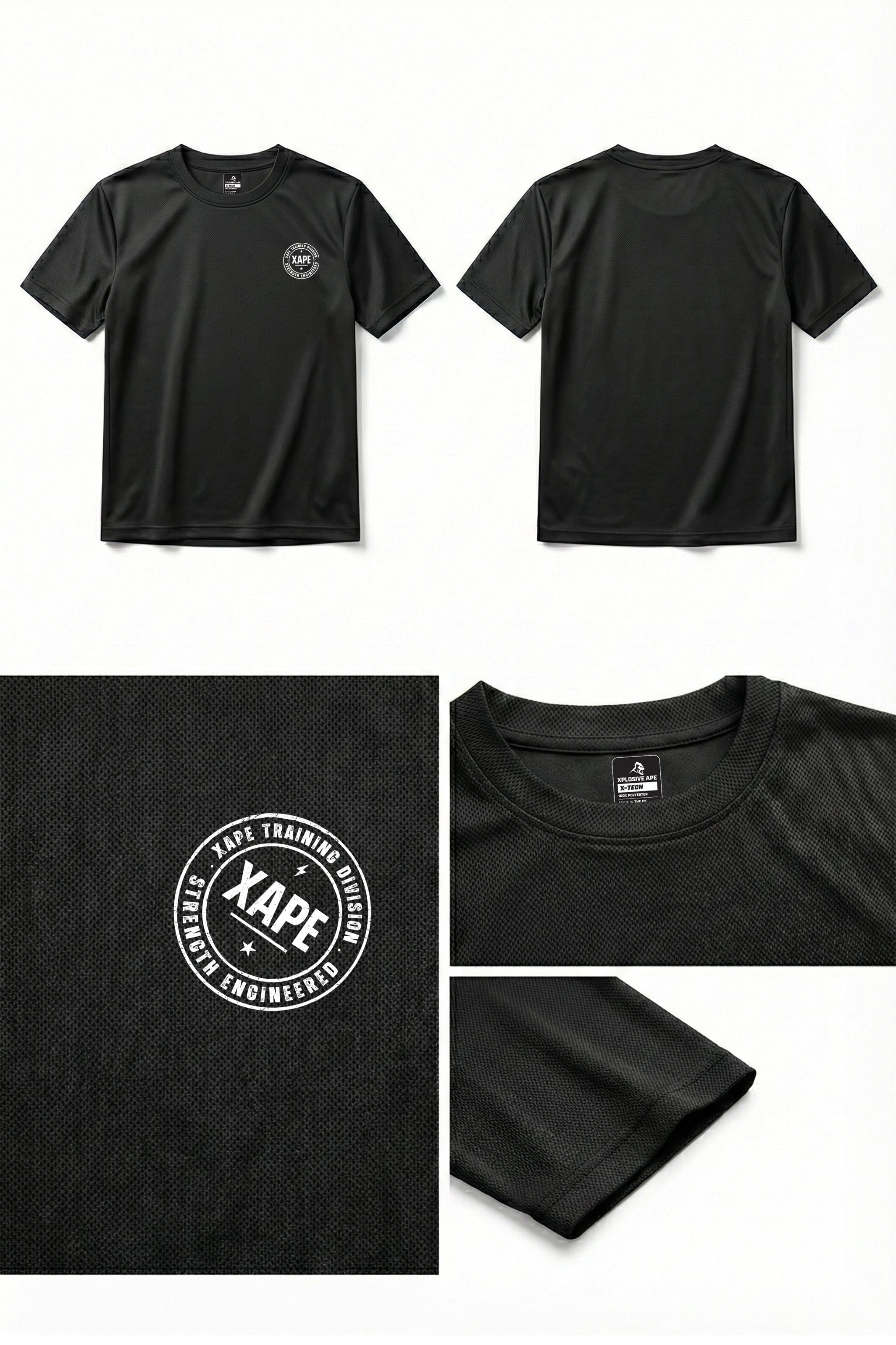 XAPE Classic Badge Logo X Tech Tee - Black