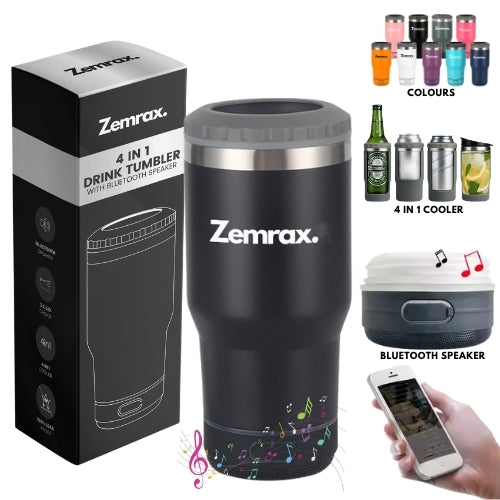 Zemrax 4-in-1 Drink Tumbler with Bluetooth Speaker