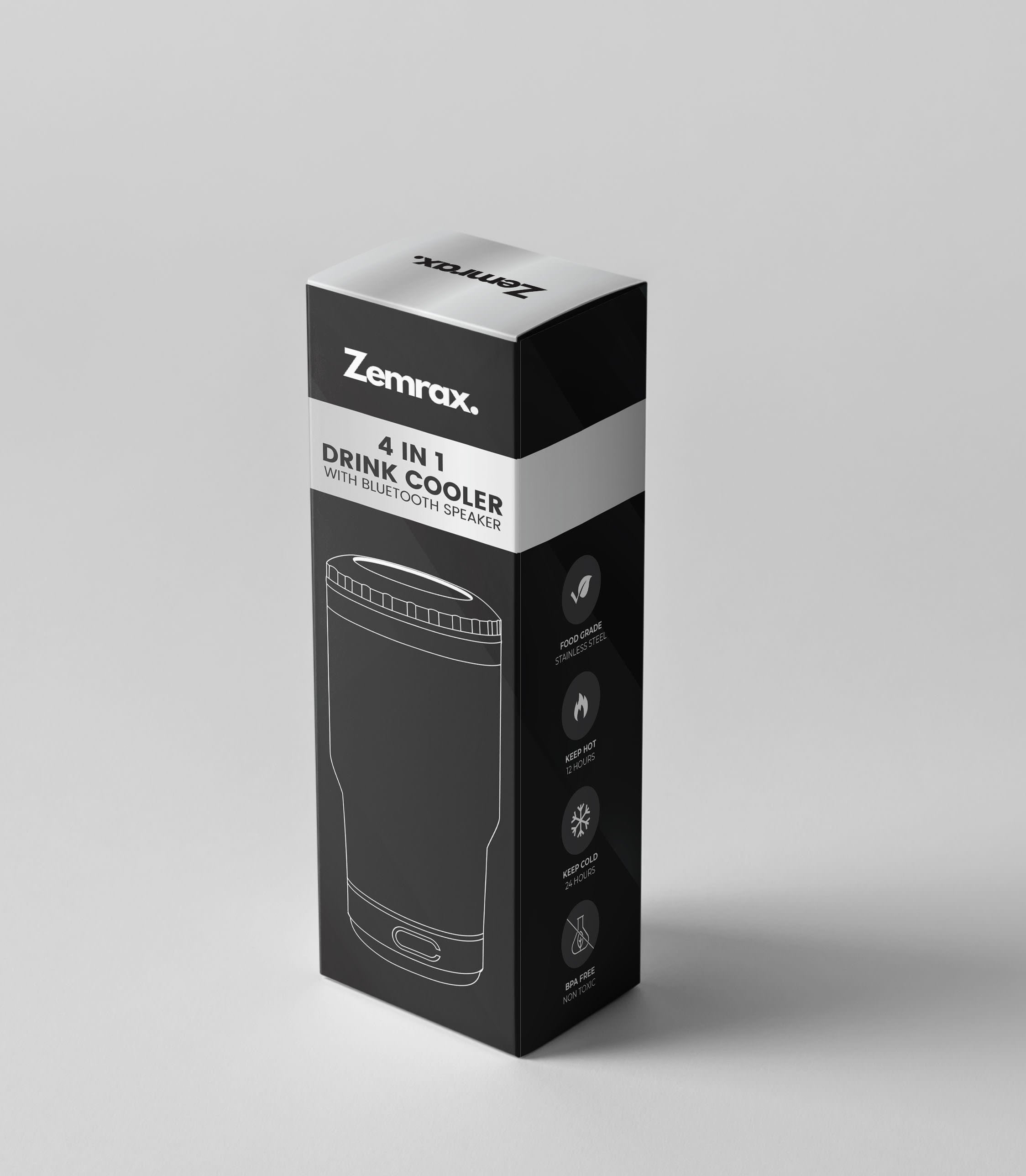 Zemrax 4-in-1 Drink Tumbler with Bluetooth Speaker