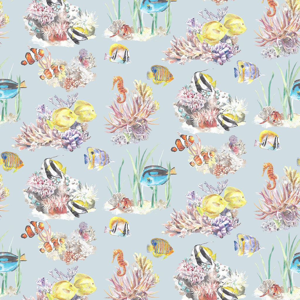 Coral Reef and Tropical Fish Cotton Curtain Fabric