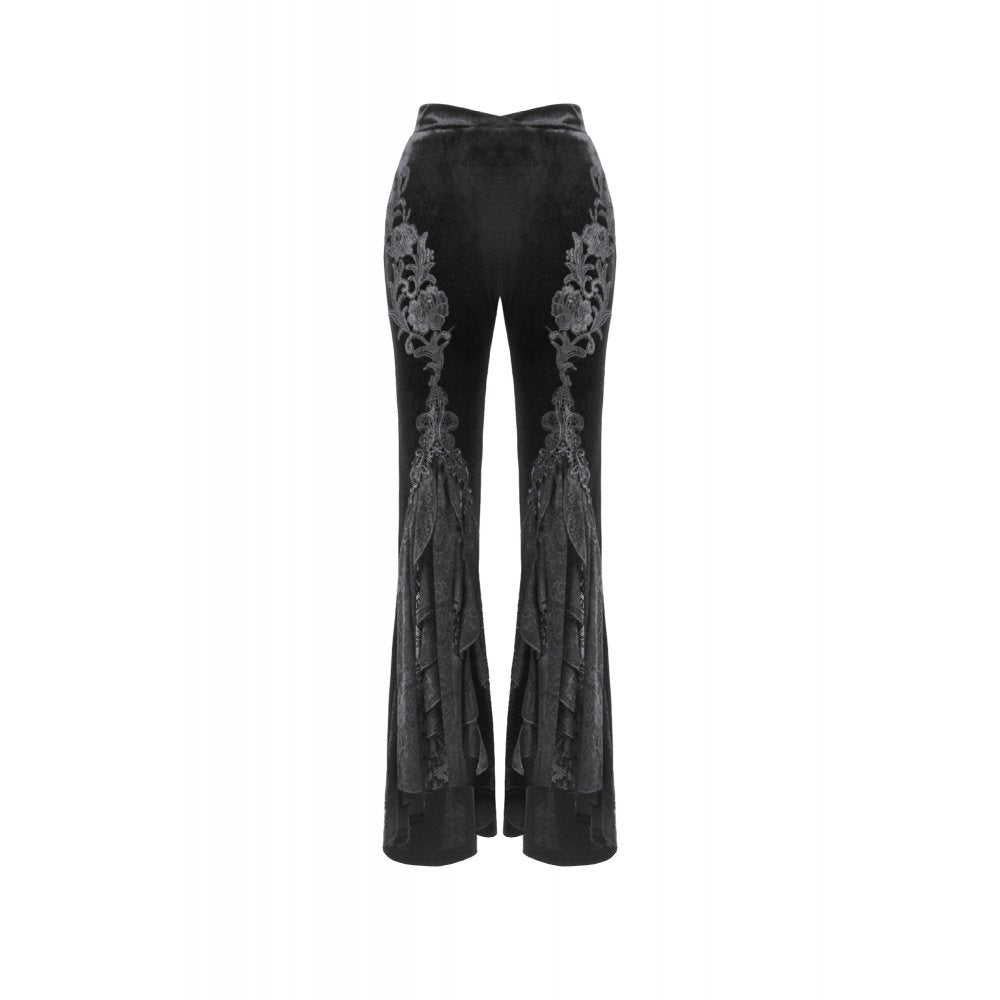 Dark in Love Erzebeth Velvet Lace Flare Trousers - Size UK 16 Left Only!