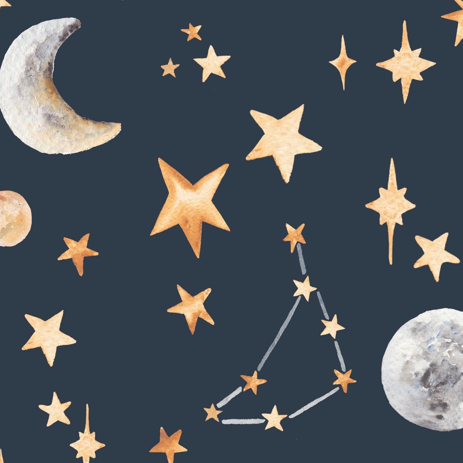 Watercolour Stars & Constellation Wallpaper | Celestial Night Sky
