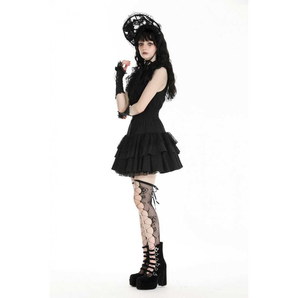 Dark in Love Diya Sleeveless Tiered Goth Dress
