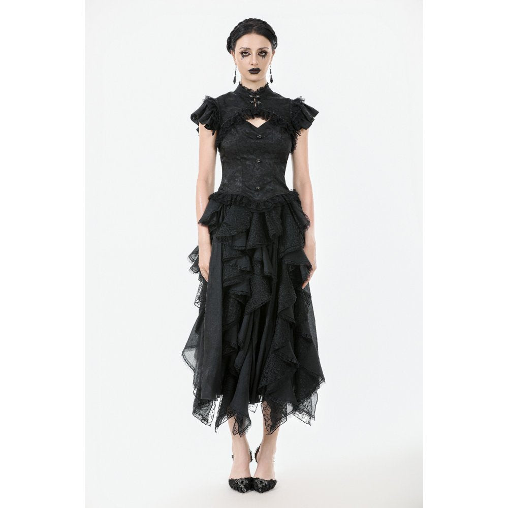 Dark in Love Seraphine Lace Shoulder Goth Top