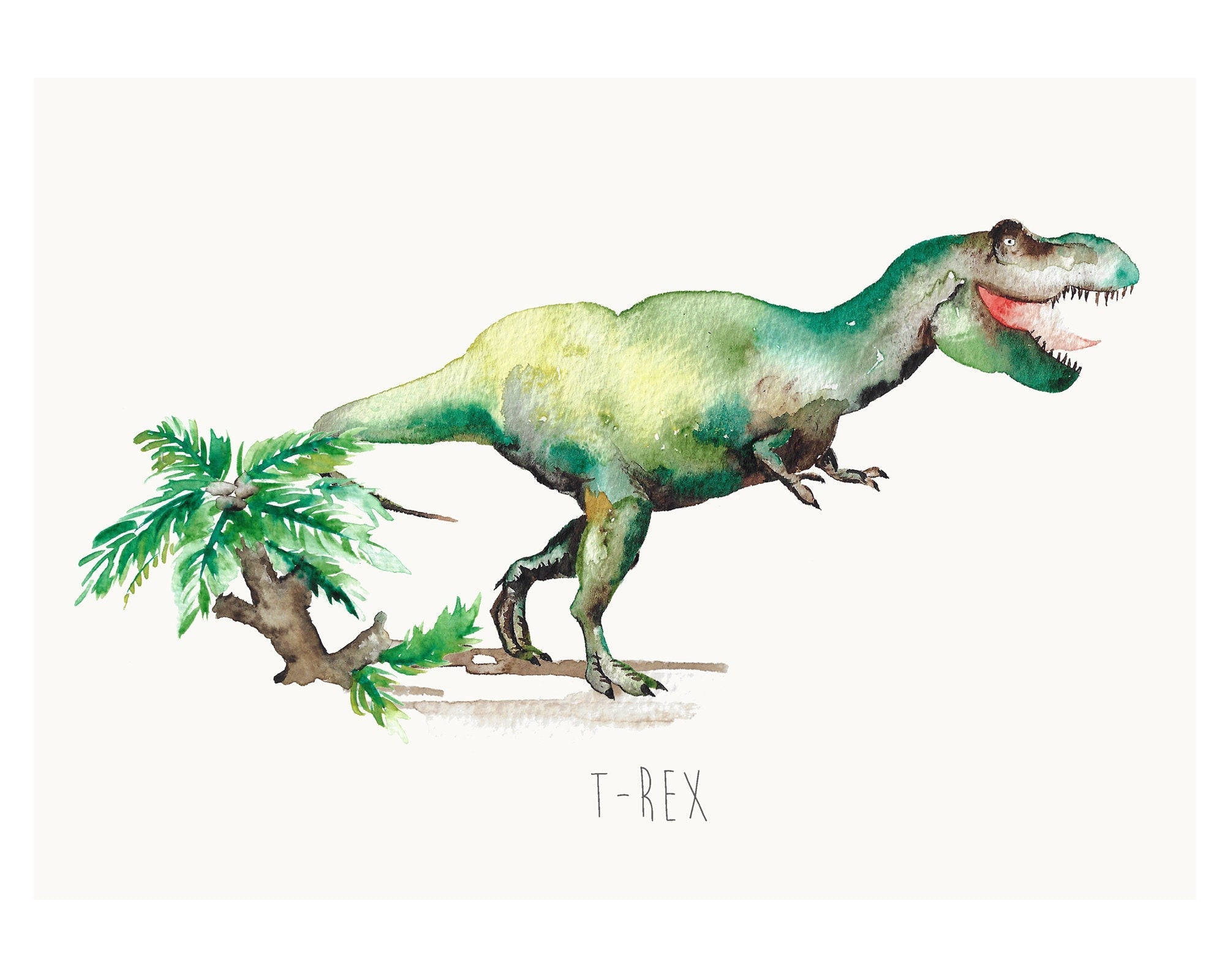 T-Rex - Tyrannosaurus Personalised Dinosaur Watercolour Print