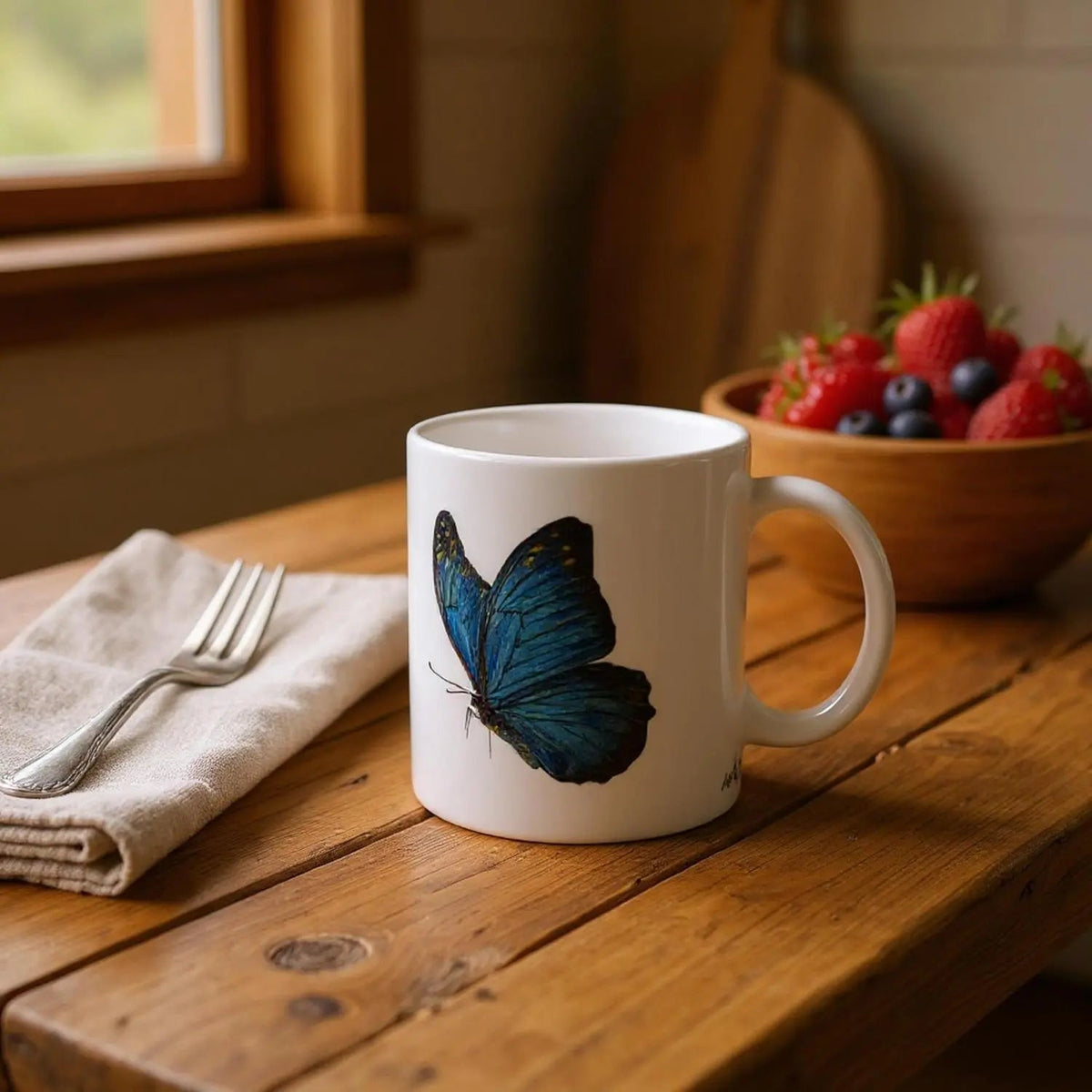 Blue Butterfly Mug – Charity Wildlife Art