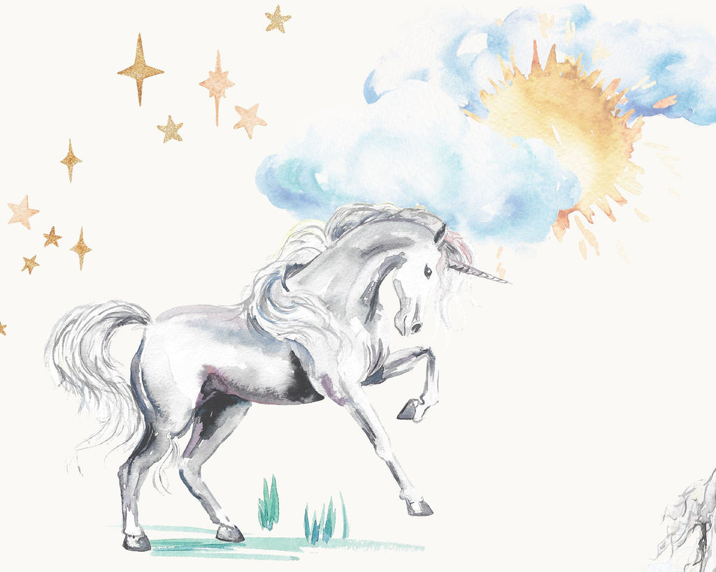 Unicorns and Rainbows  - Cotton Curtain Fabric