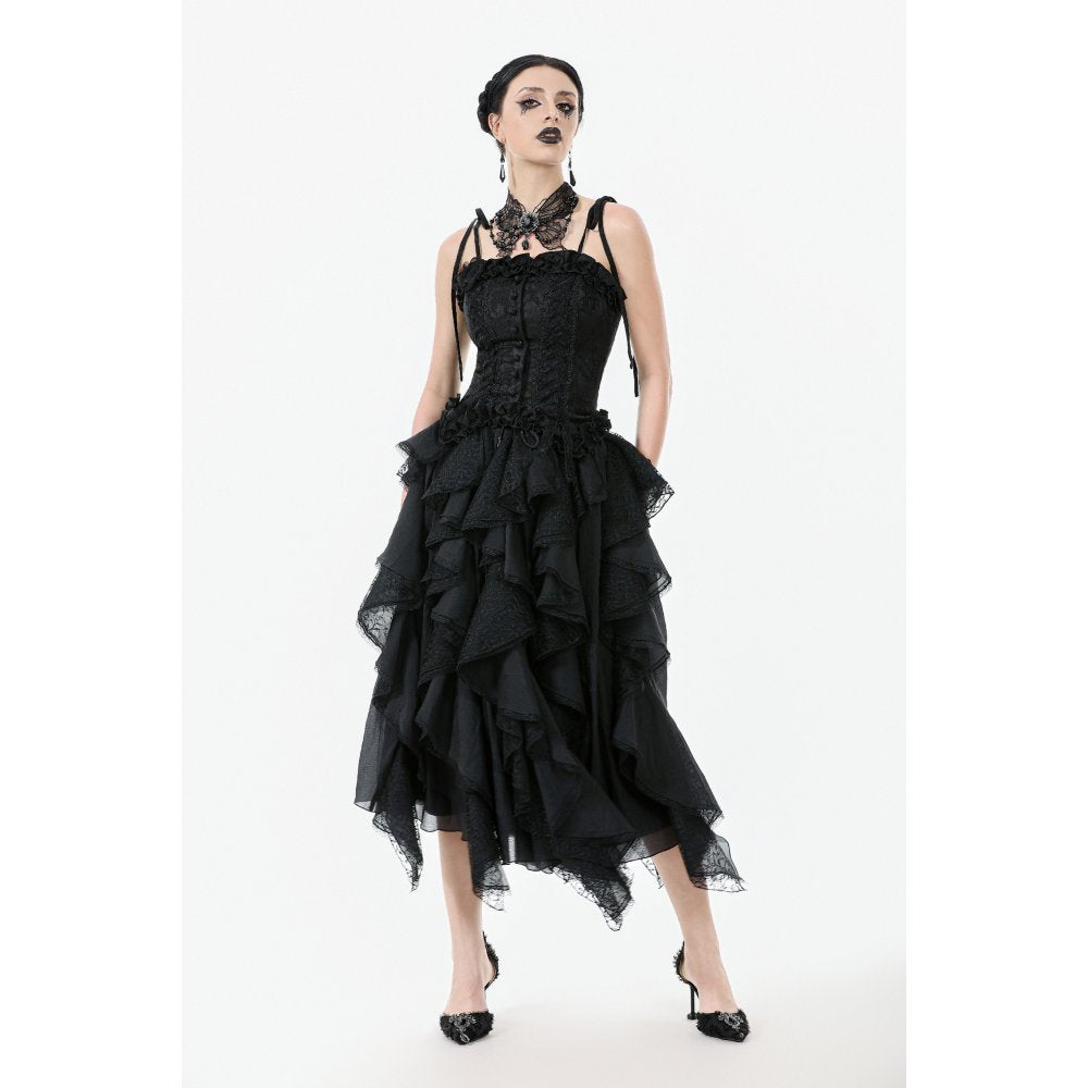 Dark in Love Selene Ruffled Floral Jacquard Corset Top - Size UK 16 Left Only!