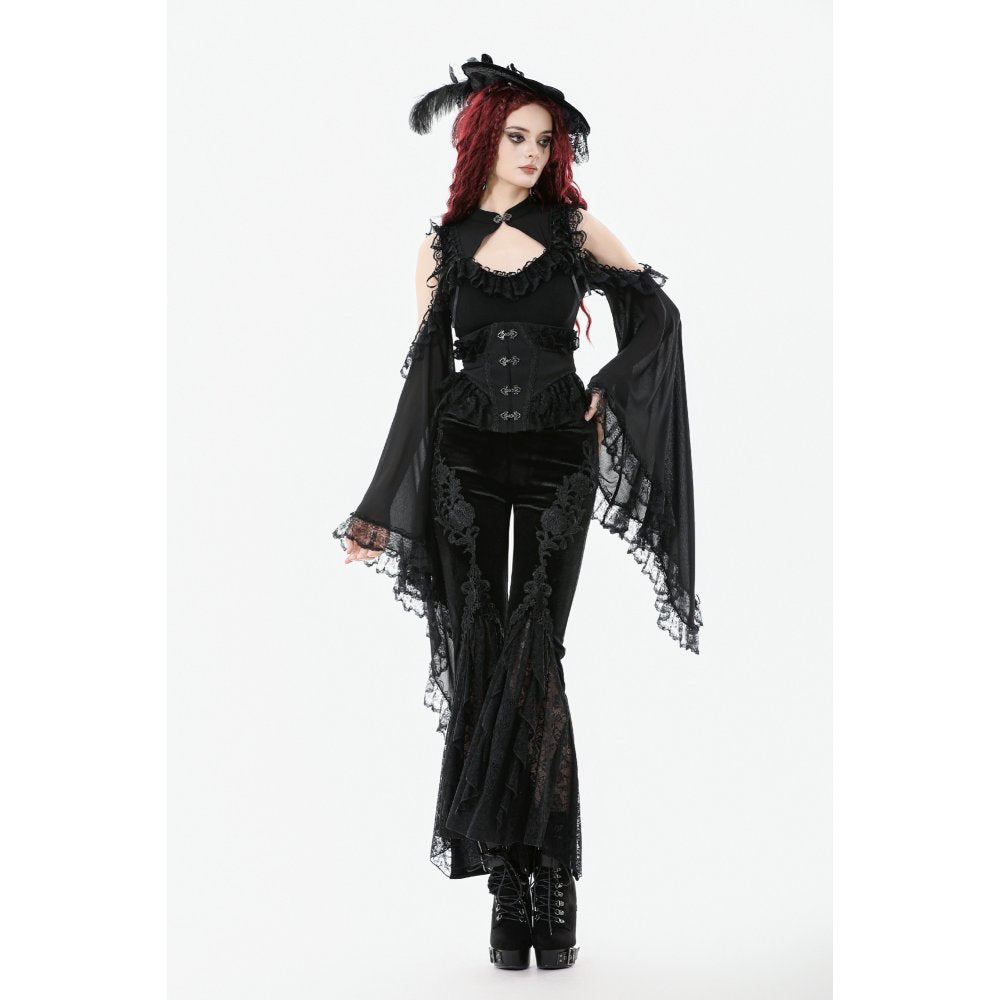 Dark in Love Erzebeth Velvet Lace Flare Trousers - Size UK 16 Left Only!