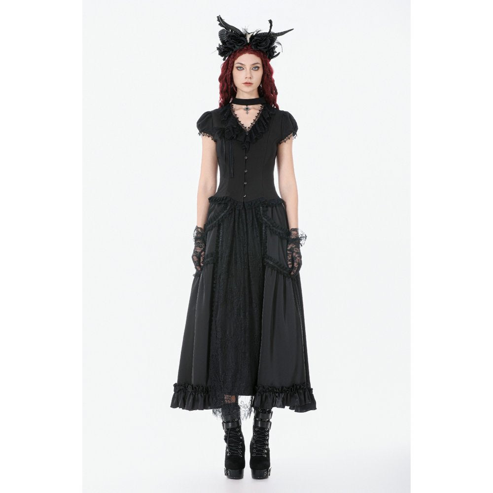 Dark in Love Courtly Cross Gem Gothic Blouse