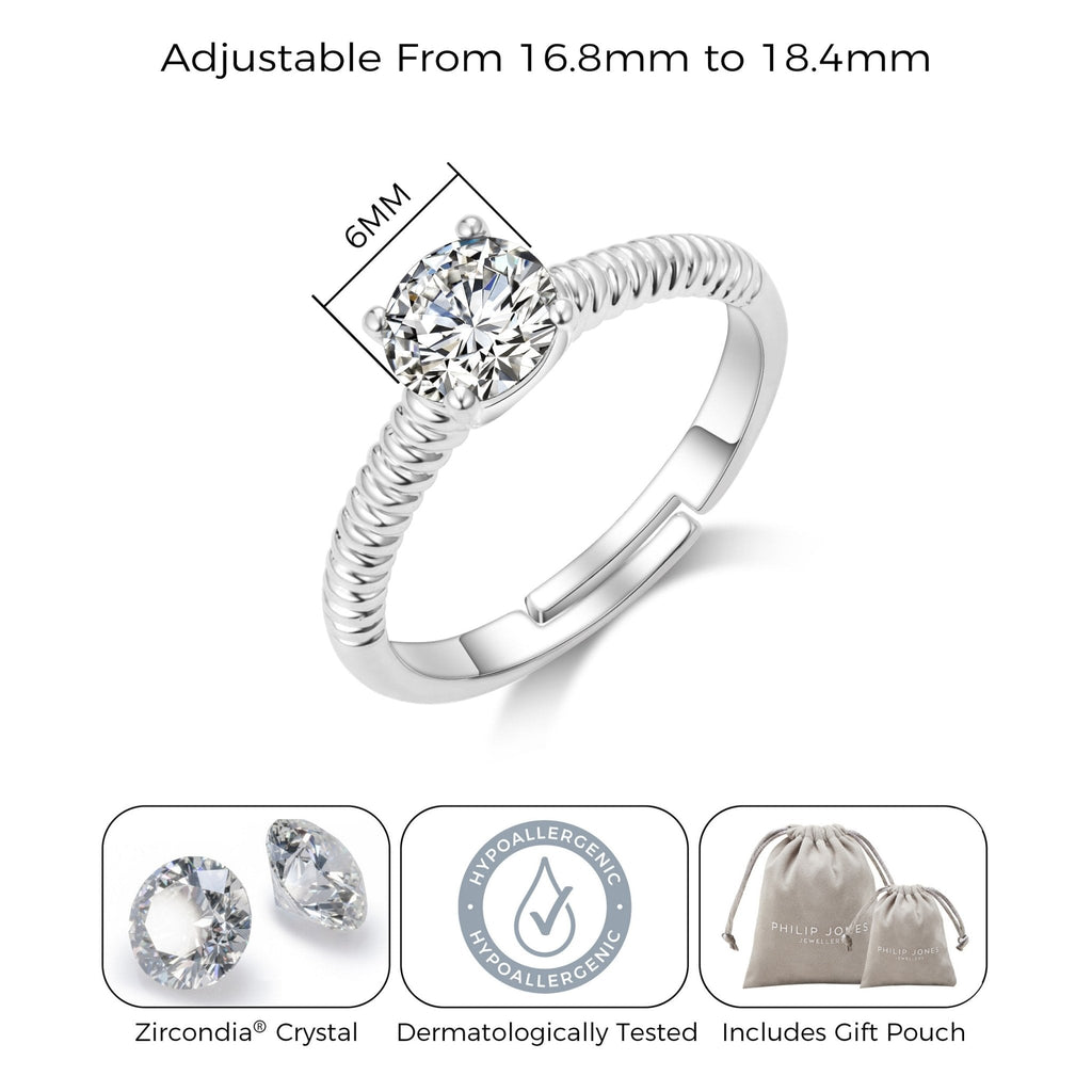Adjustable Crystal Ring Created with Zircondia® Crystals