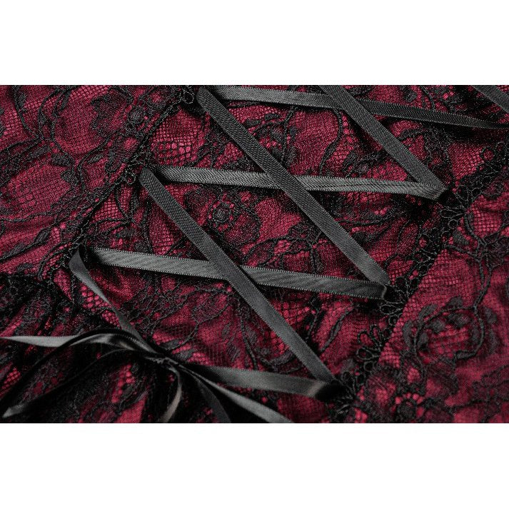 Dark in Love Burgundy & Black Lace Princess Dress with Stars Lace