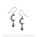 Alchemy Gothic Tears of the Moon Earrings with Black Crystal