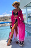 Alora Ombre Leopard Animal Beach Cover Up Wrap Maxi Dress