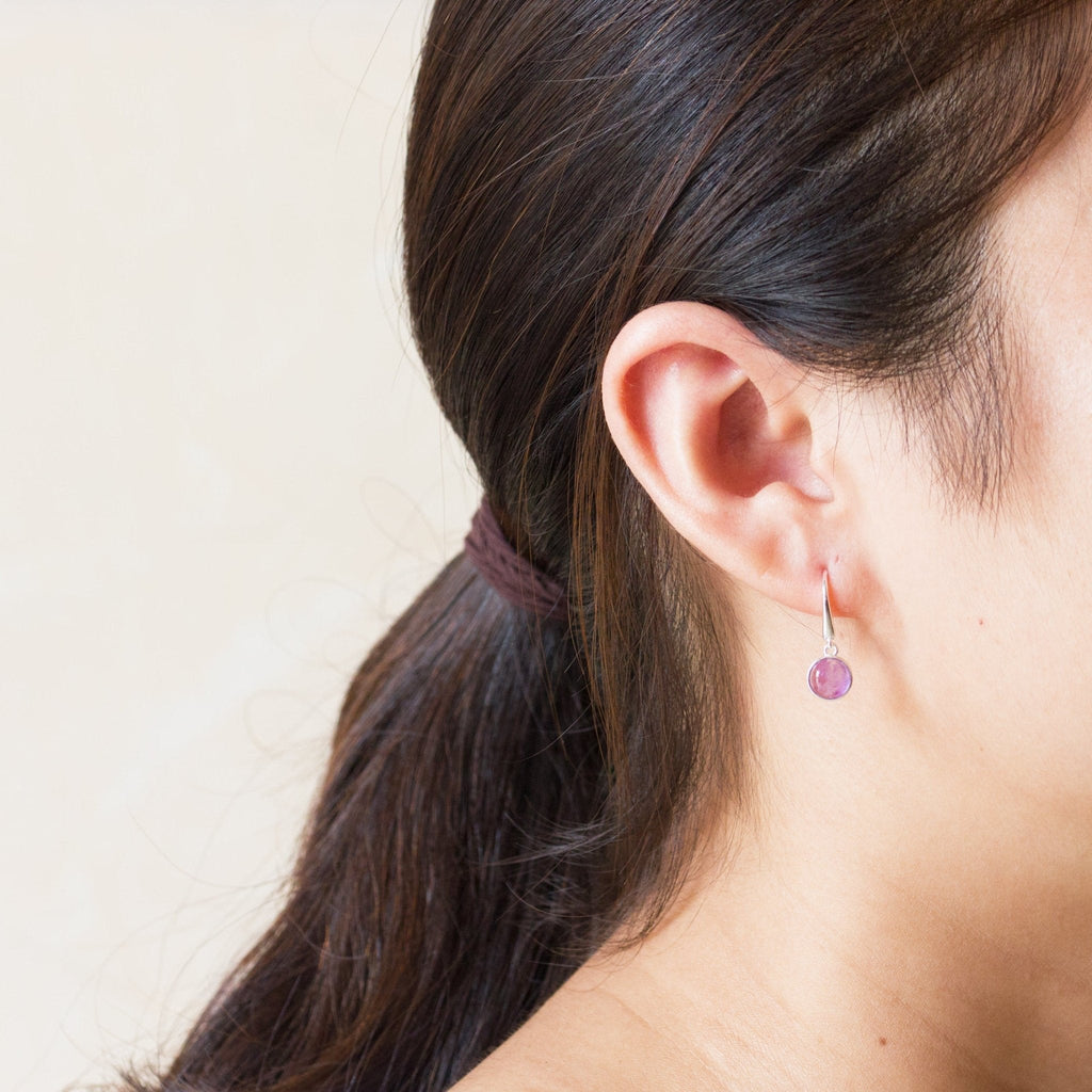 Amethyst Drop Earrings with Quote Card