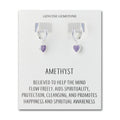 Amethyst Gemstone Heart Charm Hoop Earrings with Quote Card