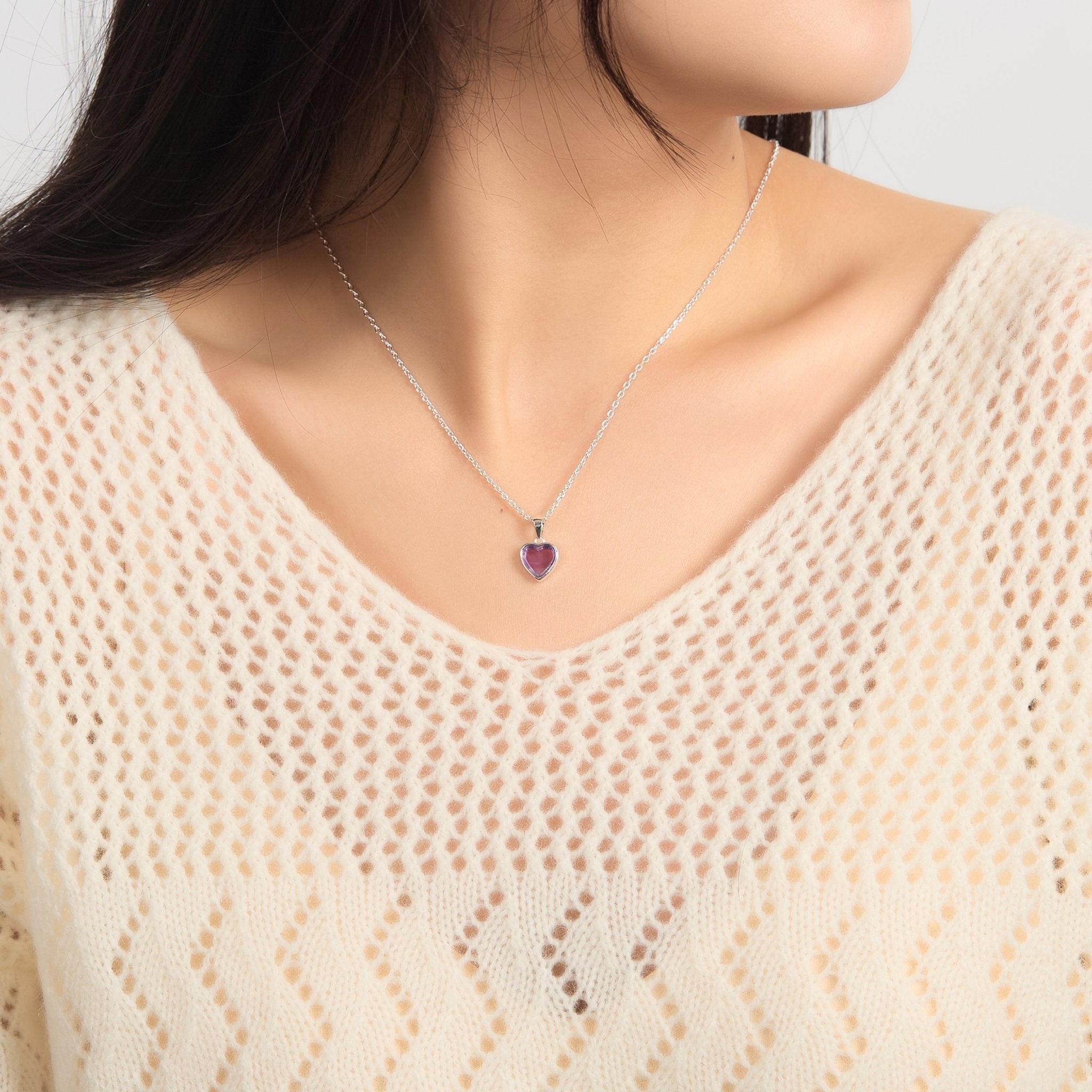 Amethyst Gemstone Heart Necklace