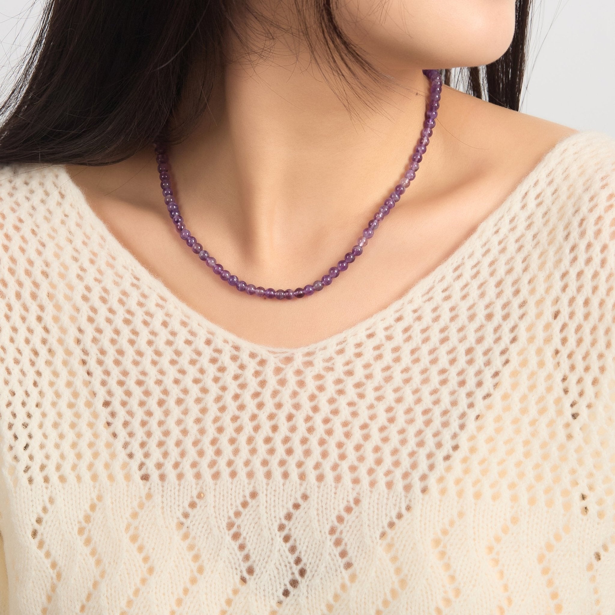 Amethyst Mini Beaded Gemstone Necklace