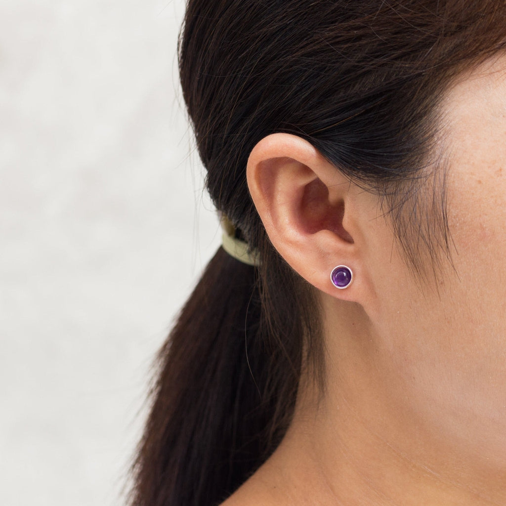 Amethyst Stud Earrings with Quote Card