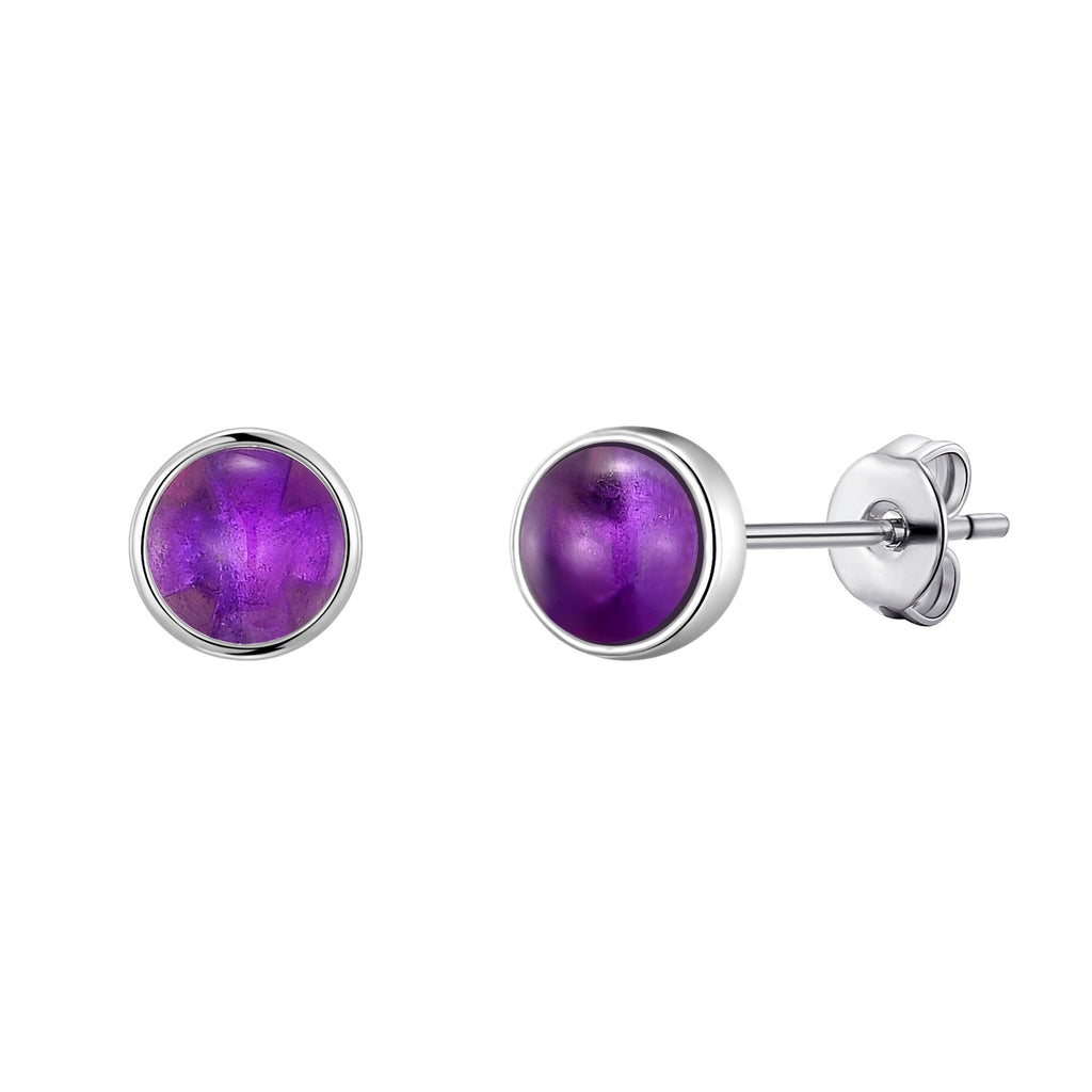 Amethyst Stud Earrings with Quote Card